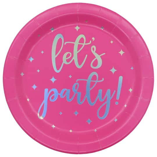 24 Packs: 8 ct. (192 total) 7" Hot Pink Let's Party Snack Plates by Celebrate It™